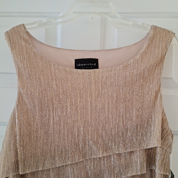 Gold metallic layered tiered dress,size 16, NWT, fully lined - Picture 5 of 6